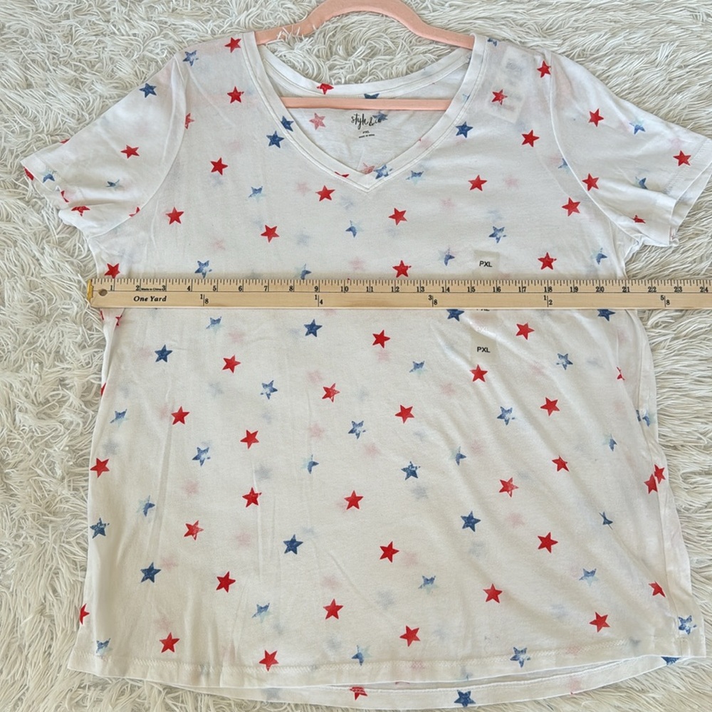 Style & Co. Nwot. Women’s cotton printed v-neck tshirt. Size PL - Picture 15 of 17